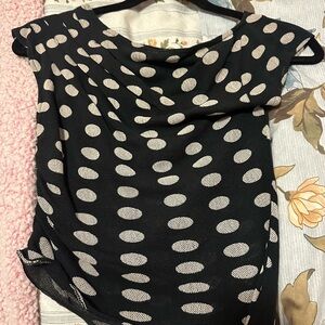 Free People Black and White Oval Pattern Blouse